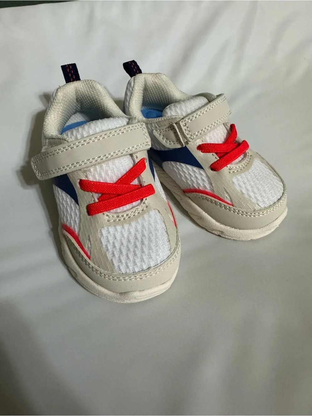 Carter's White Sneakers with Red Laces and Blue Accent